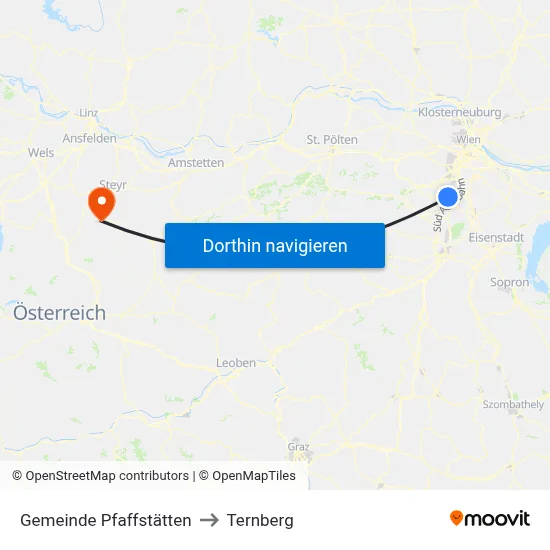 Gemeinde Pfaffstätten to Ternberg map