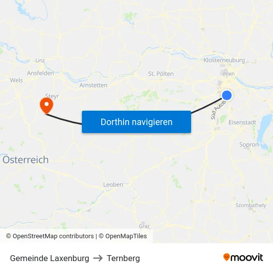 Gemeinde Laxenburg to Ternberg map
