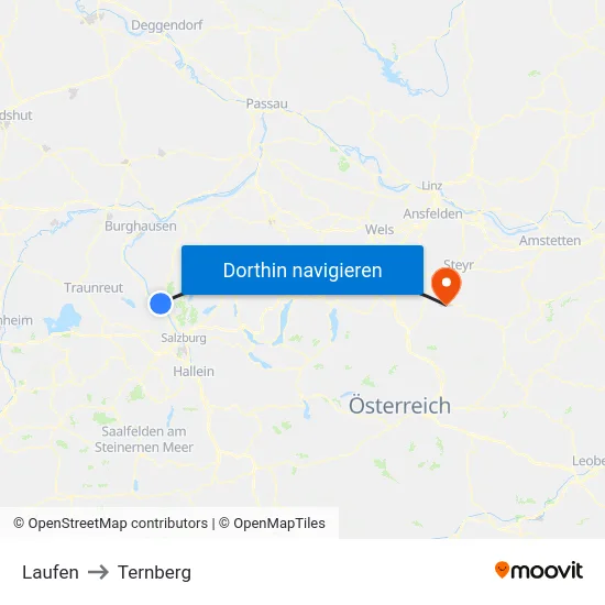 Laufen to Ternberg map