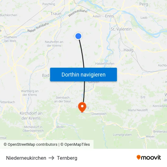 Niederneukirchen to Ternberg map