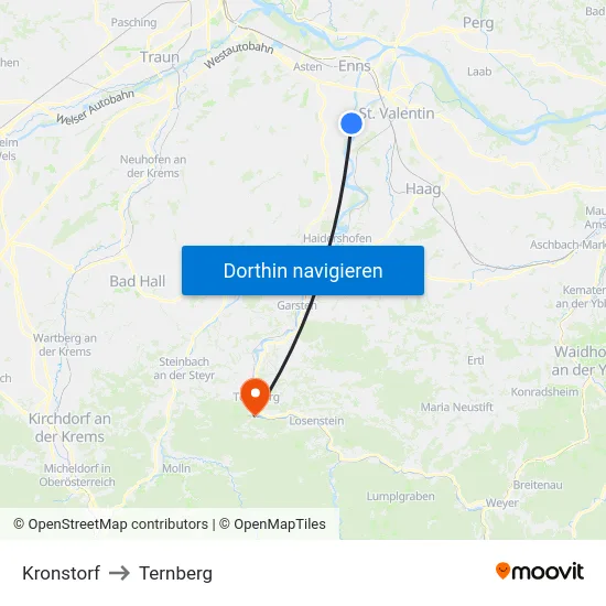 Kronstorf to Ternberg map