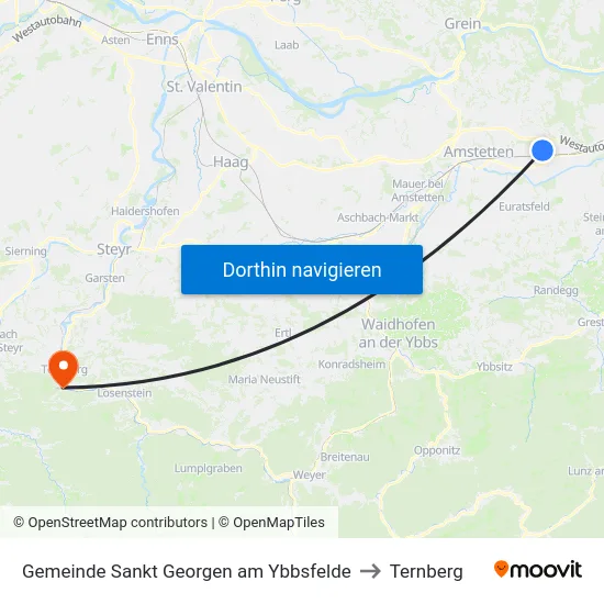 Gemeinde Sankt Georgen am Ybbsfelde to Ternberg map