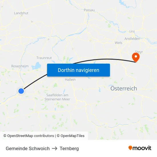 Gemeinde Schwoich to Ternberg map