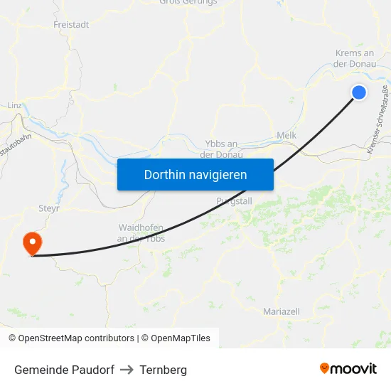 Gemeinde Paudorf to Ternberg map