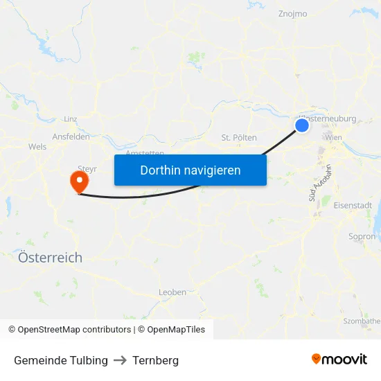 Gemeinde Tulbing to Ternberg map