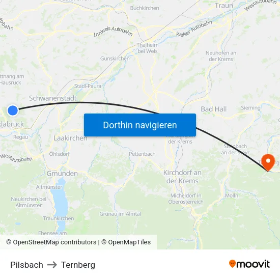 Pilsbach to Ternberg map