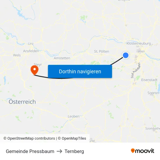 Gemeinde Pressbaum to Ternberg map