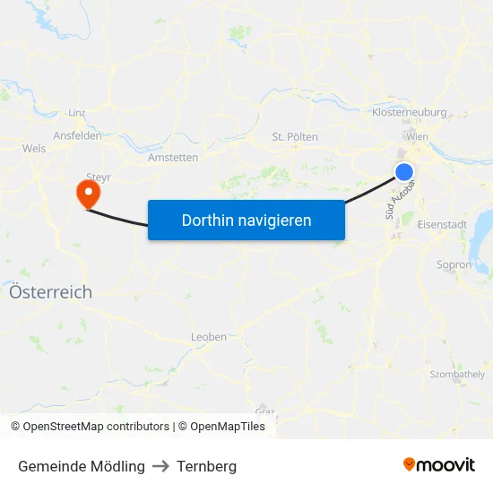 Gemeinde Mödling to Ternberg map