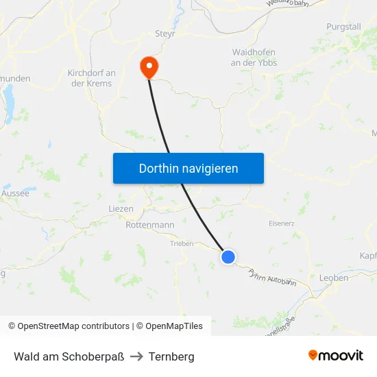 Wald am Schoberpaß to Ternberg map