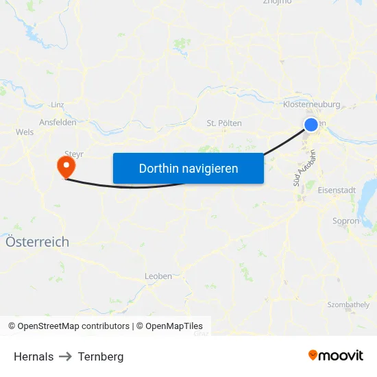 Hernals to Ternberg map