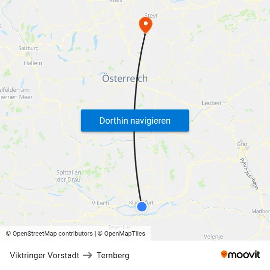 Viktringer Vorstadt to Ternberg map
