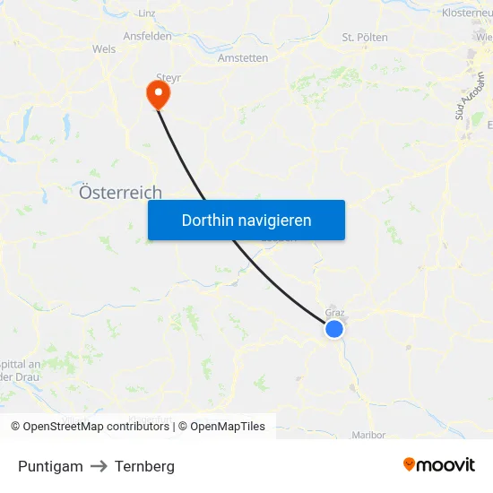 Puntigam to Ternberg map