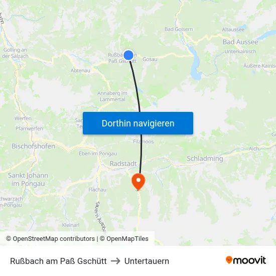 Rußbach am Paß Gschütt to Untertauern map