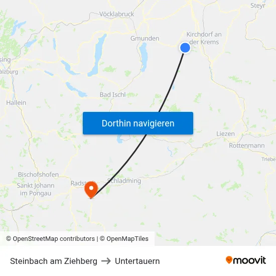 Steinbach am Ziehberg to Untertauern map