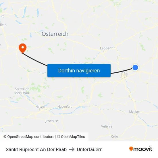 Sankt Ruprecht An Der Raab to Untertauern map