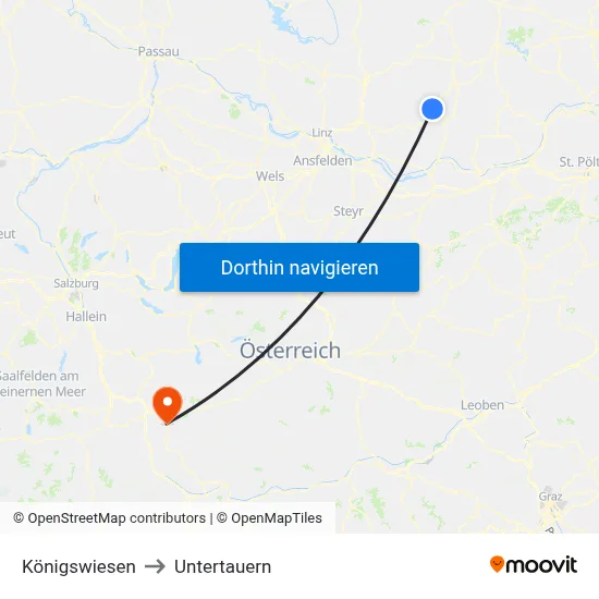 Königswiesen to Untertauern map