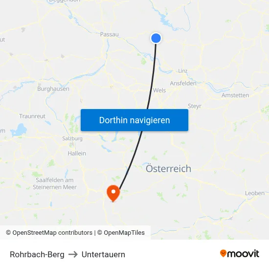 Rohrbach-Berg to Untertauern map