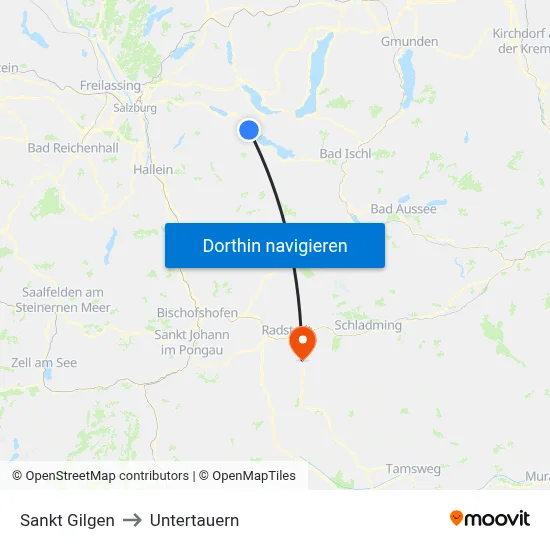 Sankt Gilgen to Untertauern map