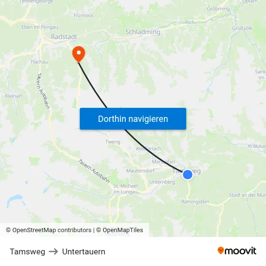Tamsweg to Untertauern map