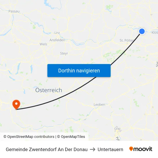 Gemeinde Zwentendorf An Der Donau to Untertauern map