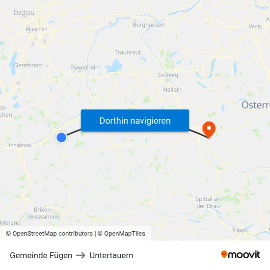 Gemeinde Fügen to Untertauern map