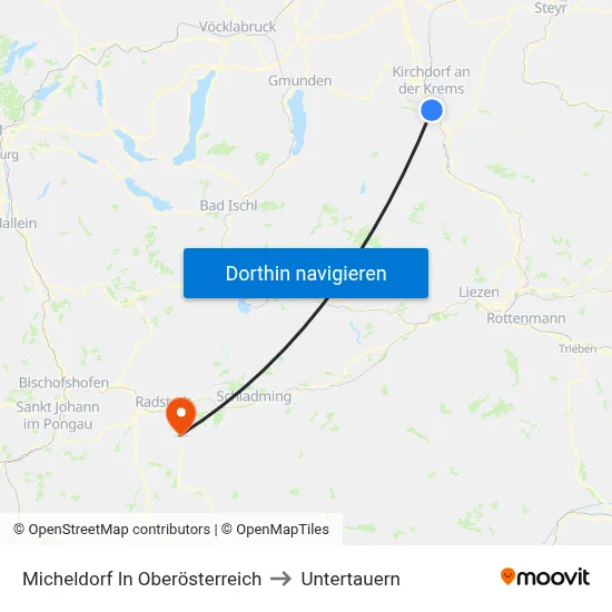 Micheldorf In Oberösterreich to Untertauern map