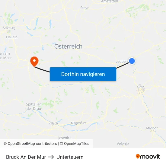 Bruck An Der Mur to Untertauern map