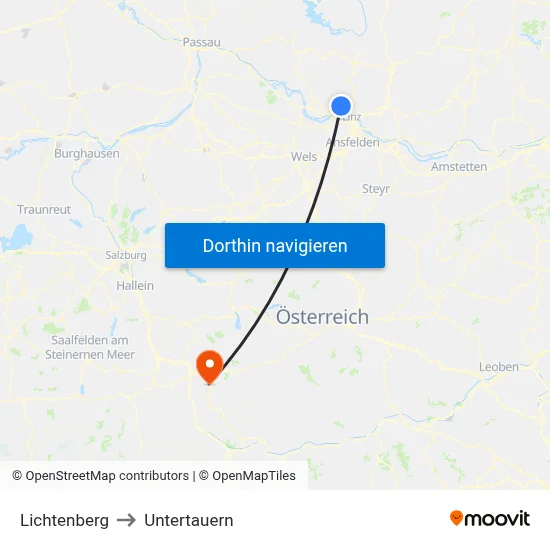 Lichtenberg to Untertauern map