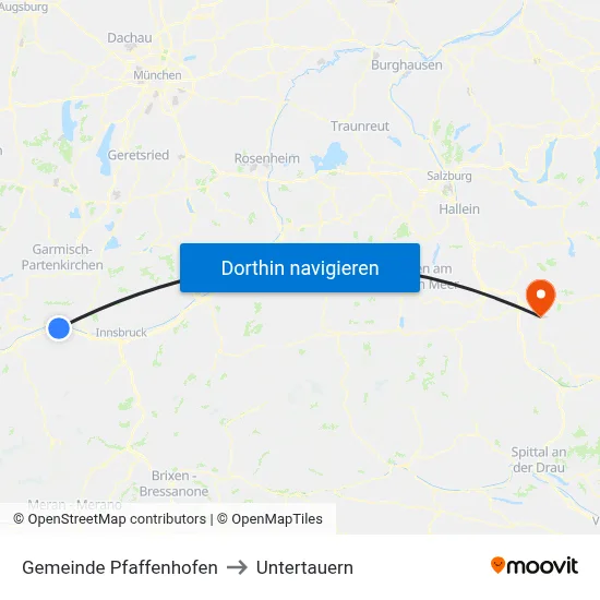 Gemeinde Pfaffenhofen to Untertauern map