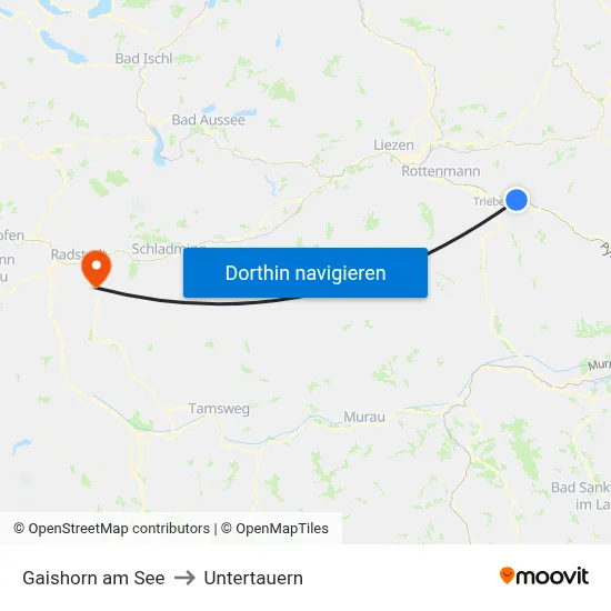 Gaishorn am See to Untertauern map