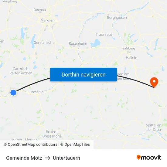 Gemeinde Mötz to Untertauern map