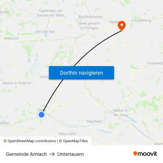 Gemeinde Amlach to Untertauern map