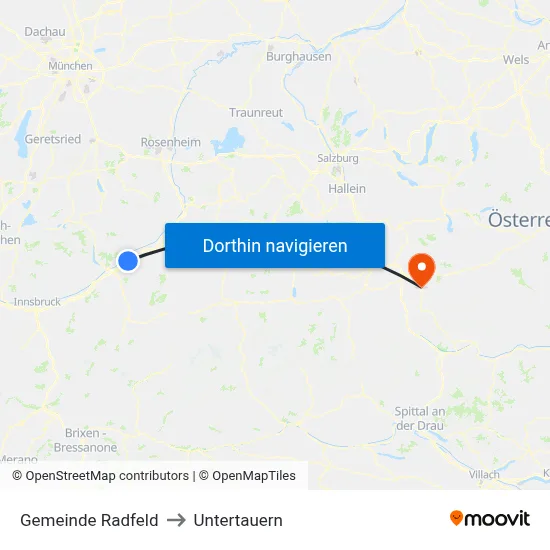 Gemeinde Radfeld to Untertauern map