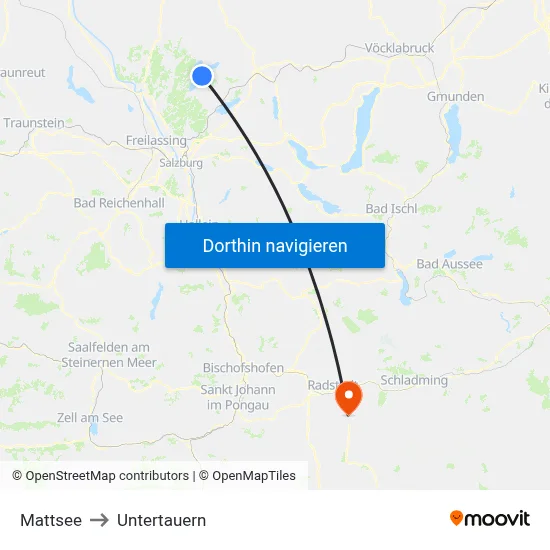 Mattsee to Untertauern map