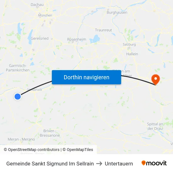 Gemeinde Sankt Sigmund Im Sellrain to Untertauern map