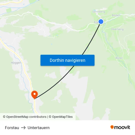 Forstau to Untertauern map