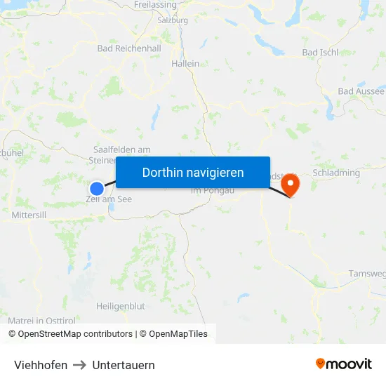 Viehhofen to Untertauern map