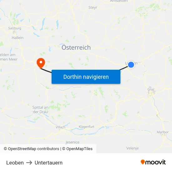 Leoben to Untertauern map