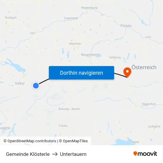 Gemeinde Klösterle to Untertauern map
