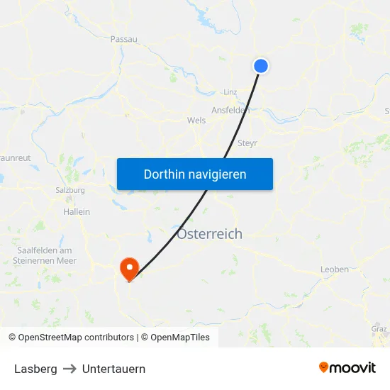 Lasberg to Untertauern map