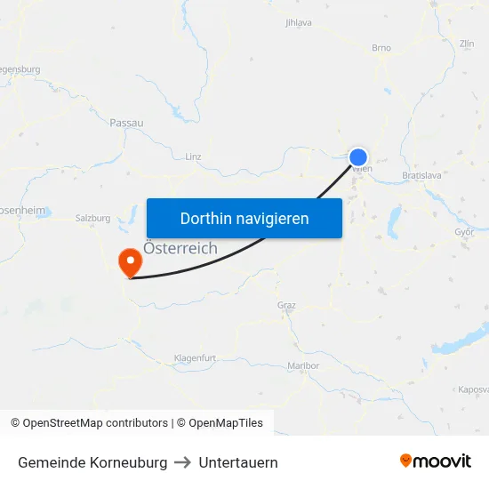 Gemeinde Korneuburg to Untertauern map