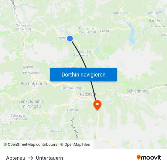 Abtenau to Untertauern map