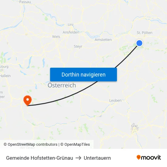 Gemeinde Hofstetten-Grünau to Untertauern map