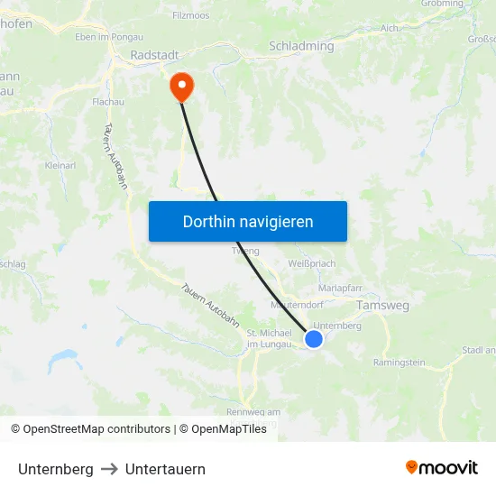 Unternberg to Untertauern map