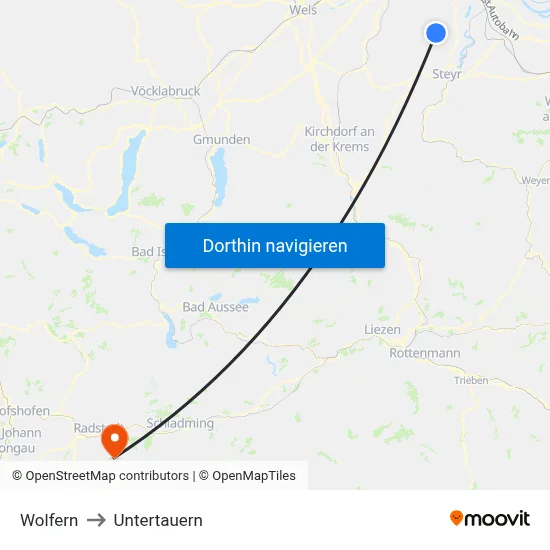 Wolfern to Untertauern map