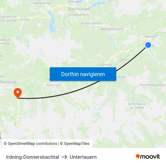 Irdning-Donnersbachtal to Untertauern map