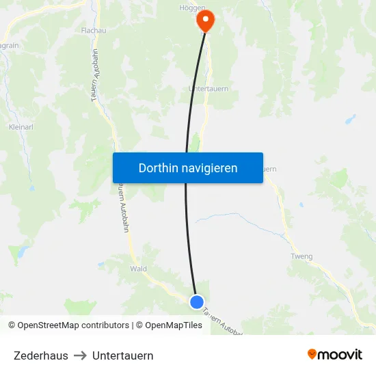 Zederhaus to Untertauern map