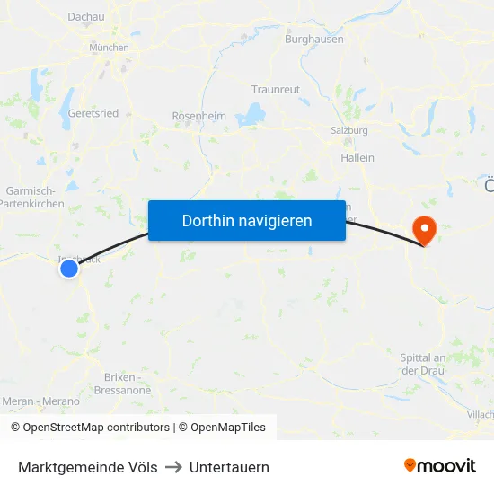 Marktgemeinde Völs to Untertauern map