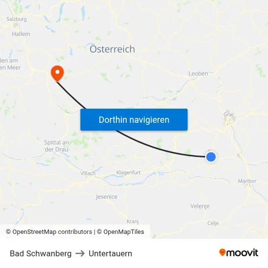 Bad Schwanberg to Untertauern map