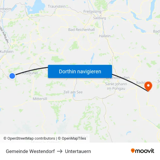 Gemeinde Westendorf to Untertauern map
